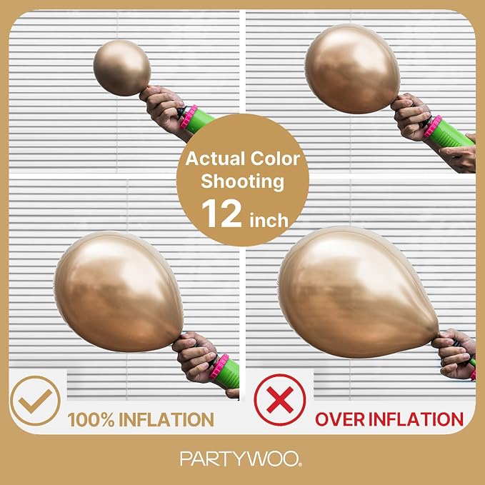PartyWoo Metallic Gold Balloons 101pcs Chrome Gold Color 12 Inch | Balloons - Image 6