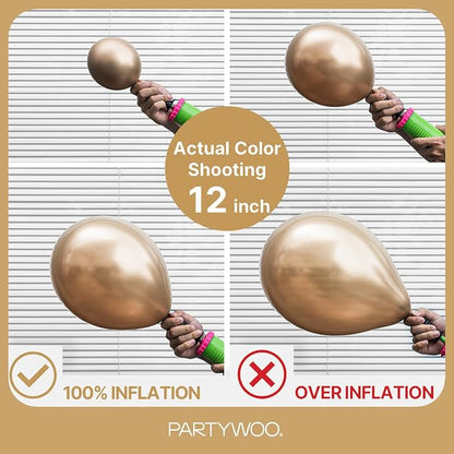 PartyWoo Metallic Gold Balloons 101pcs Chrome Gold Color 12 Inch | Balloons - Image 6