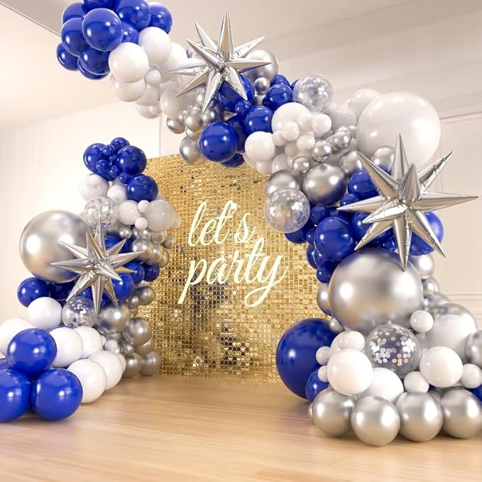 141pcs Royal Blue and Silver Balloons Garland Arch Kit Confetti Balloon | Blue by ZizasAry