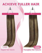 YoungSee Clip in Human Hair Extensions Balayage Brown Human Hair Clip in Extensions Balayage Chocolate Brown Mix Caramel Blonde Hair Extension Real Hair Clip ins for Women 16Inch 120G