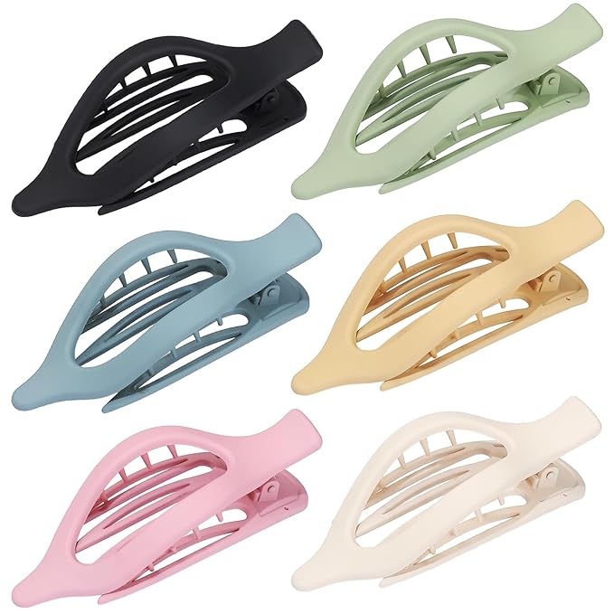 Flat Hair Clips for Women - 6 PCS French Flat Claw Clips Medium Hair Clips for Girls Large Hair Claw Clips for Thick or Thin Hair Strong Hold No Slip Hair Accessories for women (Light Colorful)