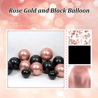 128pcs Rose Gold Balloon Arch Kit Metallic Rose Gold and Black Balloons | - Image 4