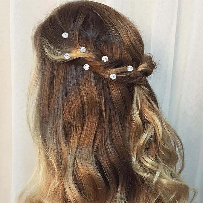 Pearl,Rhinestone Crystal Twisters Spiral Set Hair Pin Silver Coil for Wedding, Bridal, Prom, Party and Special Occasion with Clear Container (diamond flower)
