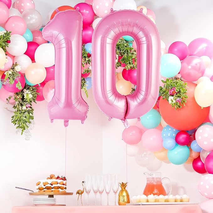 Pink Number 10 Balloon, 40 Inch Big Large Foil Helium Number Balloons, Giant - Image 2