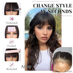 VERNA Hair Toppers for Women Real Human Hair 360°3D Cover Bangs Hair Clip,100% Real Human Hair Brown Black Clip in Bangs,Hair pieces Clip on Bangs for Daily Wear(5 * 9.5)