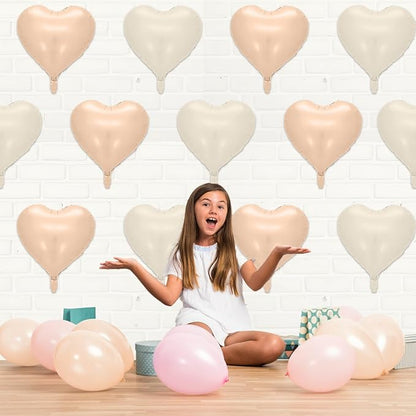 Cream Apricot Heart Balloons, 18 Inch Nude Neutral Balloons Helium - Image 7