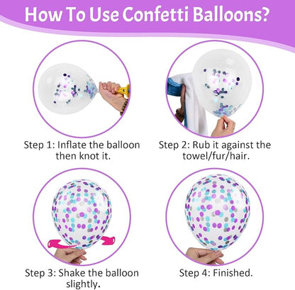 Paready Pink Blue Purple Balloons, 12 Inch Hot Pink Teal Blue Metallic Purple - Image 3