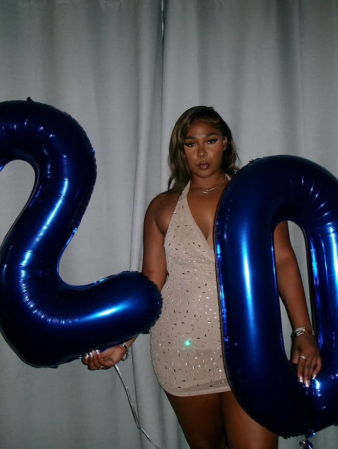 40 Inch Night Blue Number 7 Balloon, 7th Blue Birthday Party Decorations | 40 - Image 4