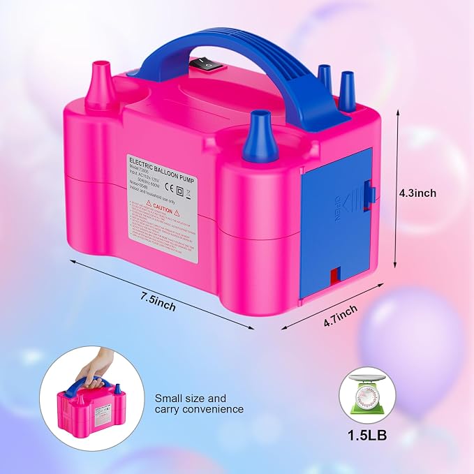Electric Air Balloon Pump, Portable Dual Nozzle Electric Balloon Inflator - Image 4