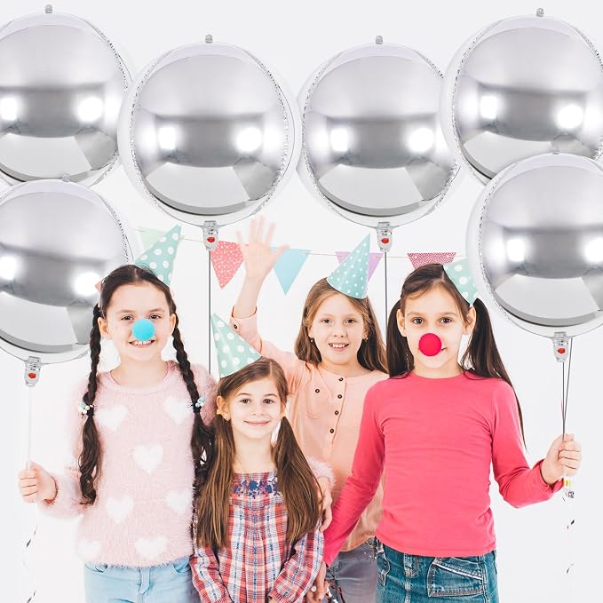 Metallic Silver Balloons, 22 Inch Large Sphere Round Balloons - Image 4