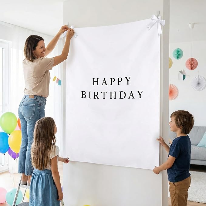 Oudain 60x78 Inch Happy Birthday Burlap Banner, Fabric Party Decorations - Image 5