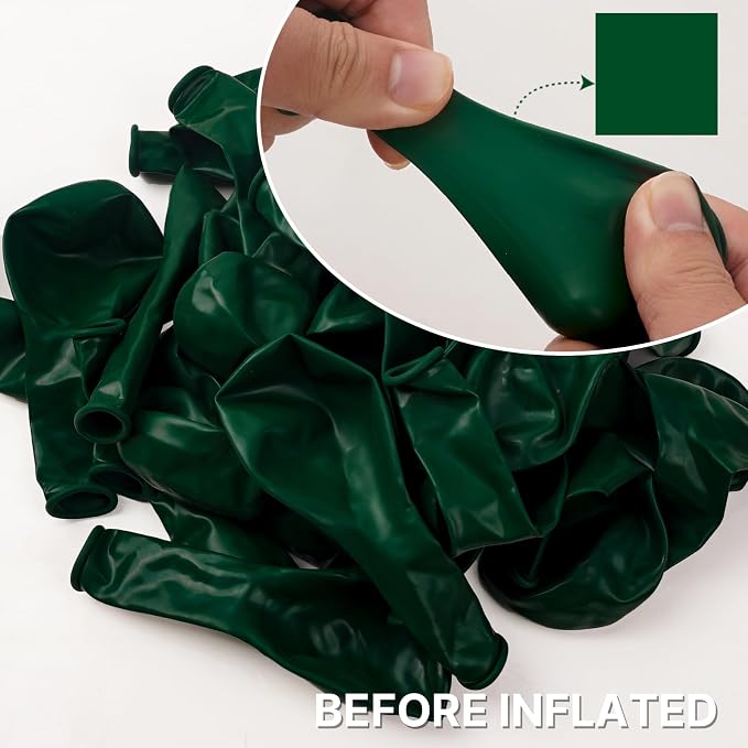 PartyWoo Dark Green Balloons 100pcs Emerald Hunter Forest Green Color | 12 Inch - Image 2
