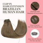 GOO GOO Clip in Hair Extensions Real Human Hair, Remy Human Hair Extensions Clip ins for Women, Natural Human Hair, 20inch 120g 7Pcs, 5 Light Ash Brown