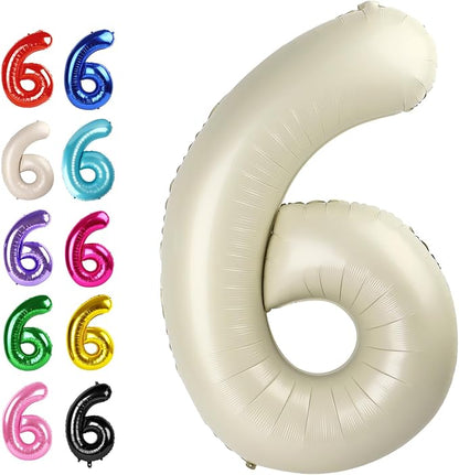 Cream White Number 6 Balloon 40 inch, Birthday Party Balloons Decorations | by Upgesy