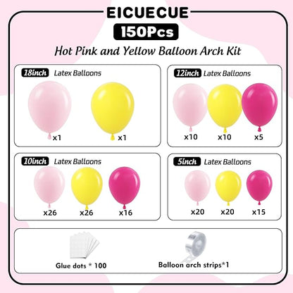 Pink and Yellow Balloons Garland Arch Kit 150Pcs - Image 2