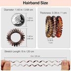 JessLab Spiral Hair Ties, 20 Pcs Traceless Phone Cord Hair Ties No Crease Spiral Bracelet Plastic Coil Ponytail Holders No-Damage Headband Hair Accessory for Girls Women Ladies Gift (Amber)