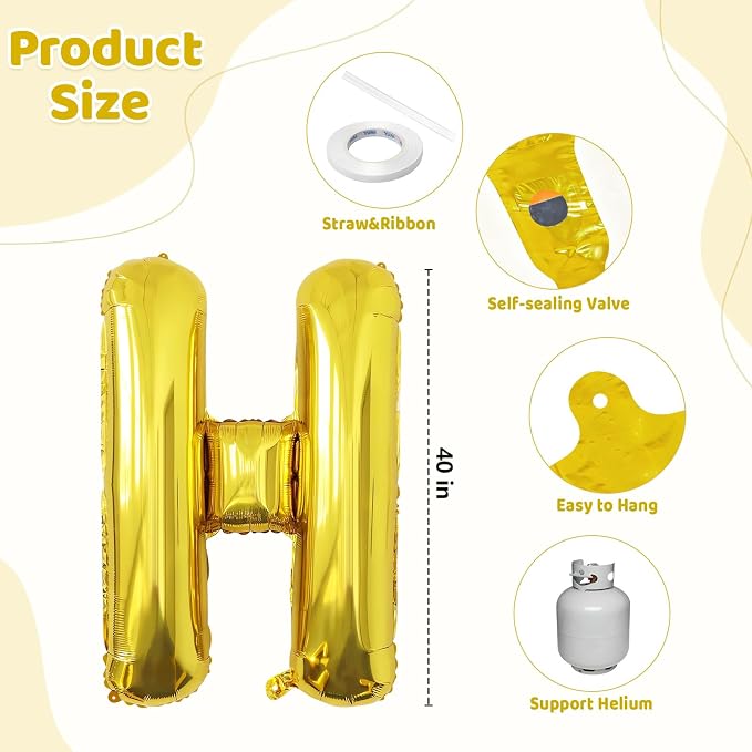 Gold HOME Balloons, 40 Inch HOME Letter Balloons Gold Home Balloon Banner - Image 2