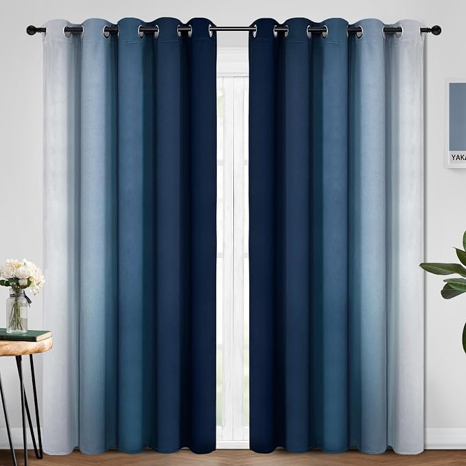 Yakamok Ombre Curtains Blue and Greyish White - Image 2