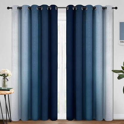 Yakamok Ombre Curtains Blue and Greyish White - Image 2