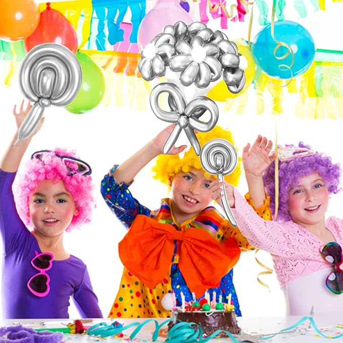 Silver Metallic 260 long Balloons 100 Pack Modeling Long Magic Balloons Shiny - Image 8