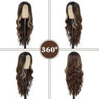 NAYOO Long Brown Mixed Blonde Wavy Wig for Women 26 Inch Middle Part Curly Wavy Wig Natural Looking Synthetic Heat Resistant Fiber for Daily Party Use (Brown Mixed Blonde)