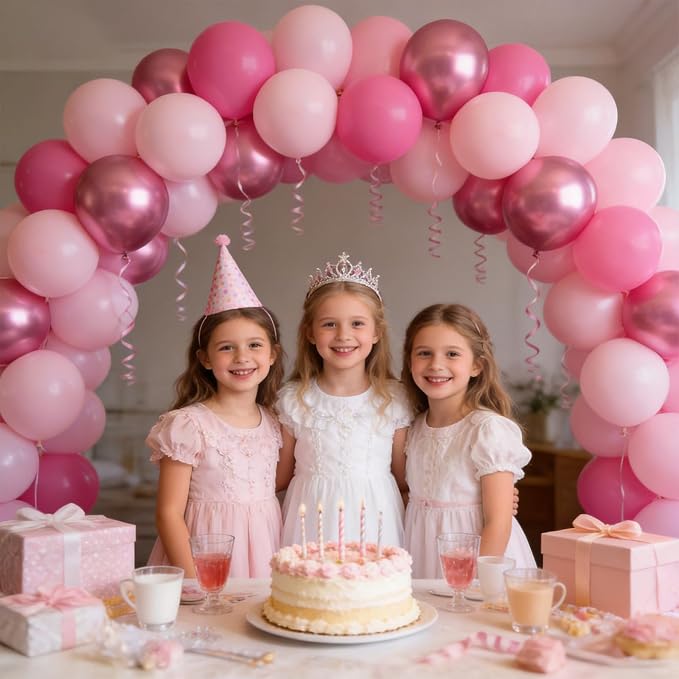 160Pcs Pink Balloons Metallic Pink Balloon, 12 Inch Hot Pink Balloons Pink - Image 5