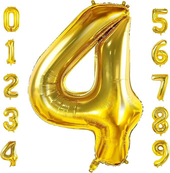 Number 4 Balloons for 4th Birthday Party Decorations, 0-100 Large No.4 Balloons by Joycard
