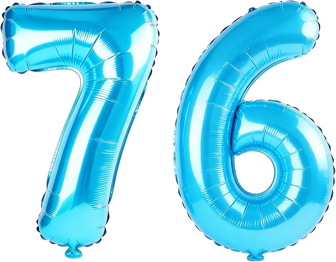 40 Inch Number 76 Balloons for 76th Birthday Party Decorations, 0-100 Jewelry by FOBELEC