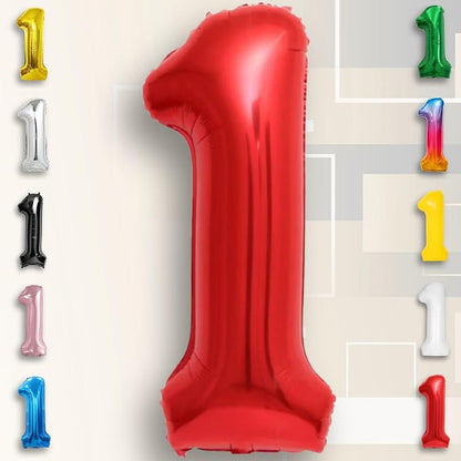 Red Number Balloon 1 Mylar Foil Balloons 16 inch - Image 4