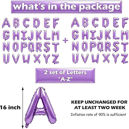 52 Pcs Purple Letter Balloons, Custom 2 Set A-Z Set - Image 3