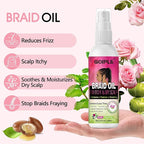 Braid Spray Rose Mint for Dreads, Dreadlocks, Locks - No-Water Braid Shampoo for Locs, Twists, Weaves - Rinse-Free Dreadlock Shampoo for Build-Up - Braid Oil for Soothes Moisturizes Dry & Itchy Scalp