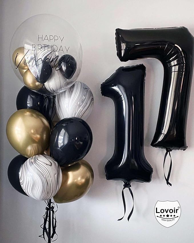 Black 14 Number Balloons, 40 Inch Giant Number 14 Balloons Foil Mylar Helium - Image 4