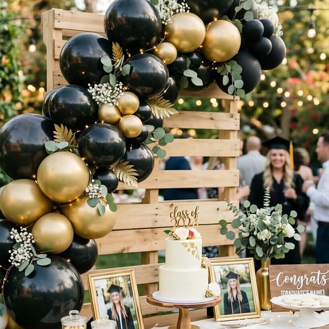 Black and Gold Party Balloons - Image 3