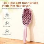 Curly Hair Brush, Curl Defining Brush with Soft Boar Bristles for Combing, Shaping, and Styling Curly Hair Suitable for All Women and Men with Wet & Dry Hair(Pink)