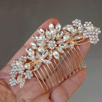 Crystal Wedding Hair Comb Bridal Hair Comb with Pearl Wedding Headpiece for party wear Golden Hair Accessory