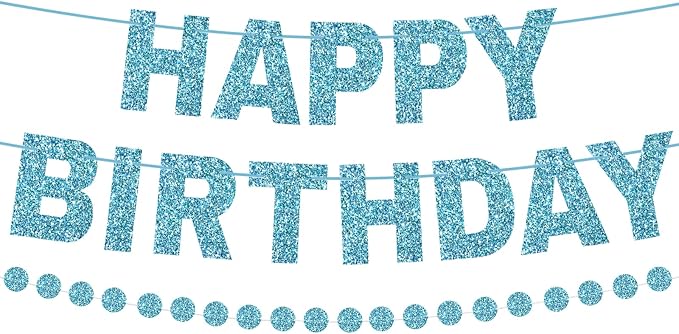 Alynta Happy Birthday Banner Pre-Strung Glitter Birthday Party Decorations | NO by Alynta
