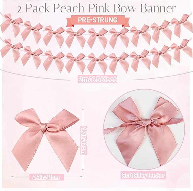 2pcs Bow Garland Banner, Ribbon Bow Party Decorations - Image 2