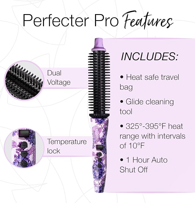 CALISTA Perfecter Pro Heated Round Brush | Lift, Volumize, and Style with No Heat Damage for Healthier-Looking Hair | 4 Sizes for Most Hair Types | Dual Voltage & Adjustable Temp (0.5, Rose Gold)