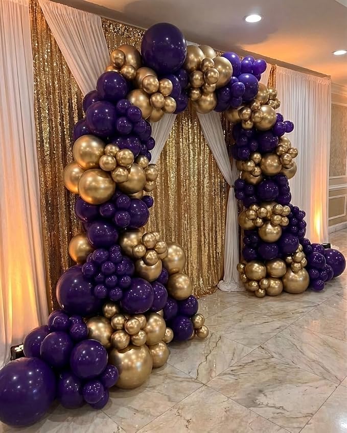Purple and Gold Balloon Garland Arch Kit - Image 4