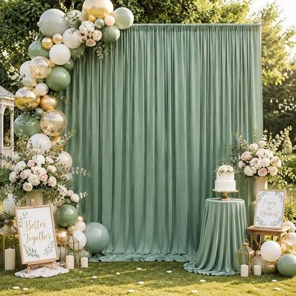 20ft x 15ft Grayish Green Backdrop Curtains - Image 4