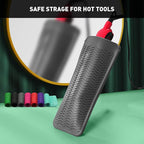 ZAXOP 2 Pack Heat Resistant Silicone Mat Pouch for Flat Iron, Curling Iron,Hair Straightener,Hair Curling Wands,Hot Hair Tools (Grey & HOT Pink)