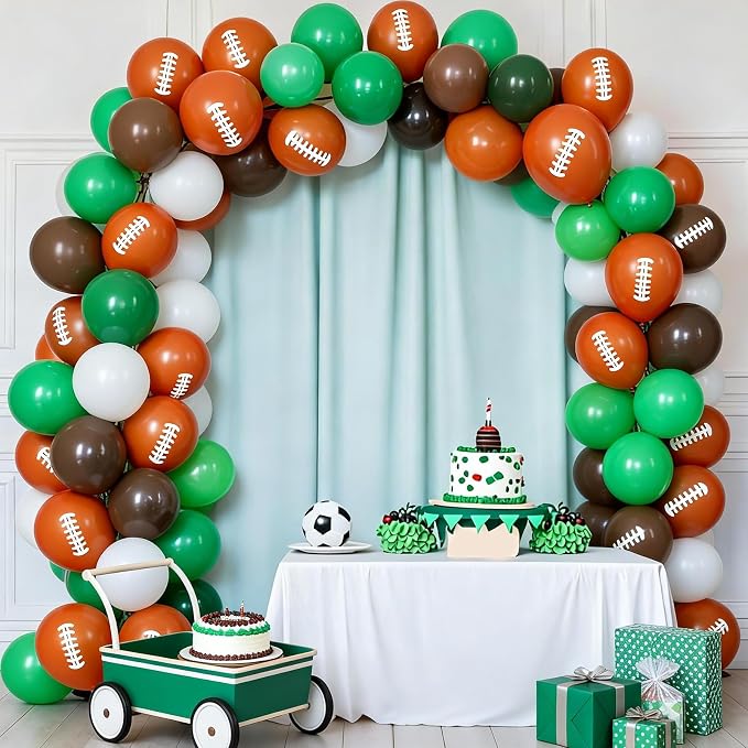 FunHot Football Balloons, 12 Inch Ivory Retro Green Football Printed Latex - Image 4