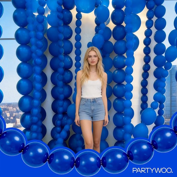PartyWoo Royal Blue Linking Balloons 100pcs 6 Inch Dark Blue Link Balloons | - Image 2