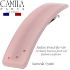 Camila Paris CP3446 French Hair Barrette Clip for Girls, Pink, Rubberized Automatic Clasp Strong Hold Grip Hair Clips for Women, No Slip and Durable Styling Girls Hair Accessories, Made in France