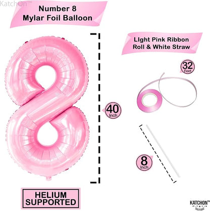 KatchOn, Giant Light Pink Number 8 Balloon - Image 2