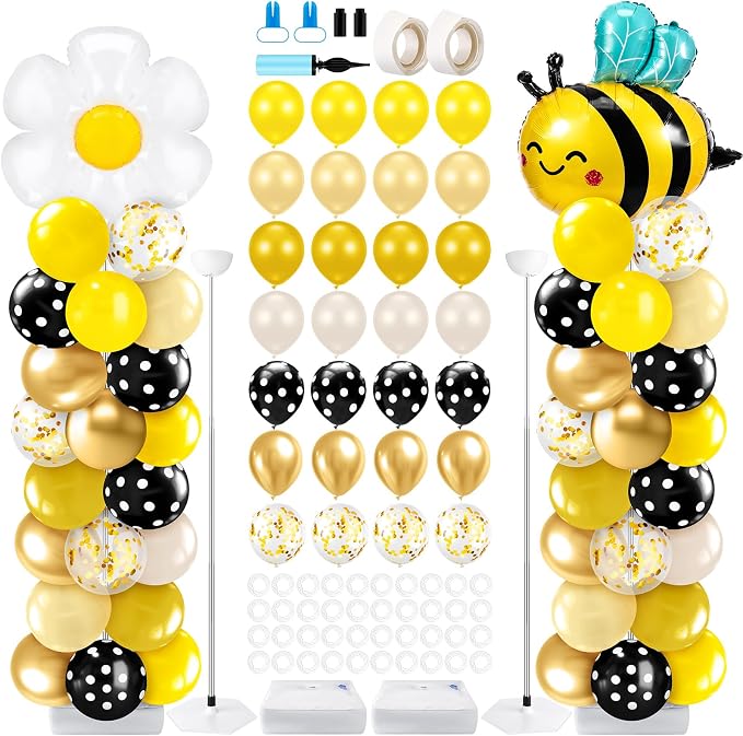 Kasyat 2 Sets Bee Theme Party Balloon Column Stand Kit by Kasyat