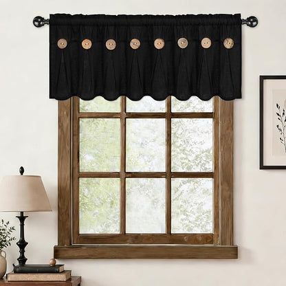 Farmhouse Valance Curtains, Boho Cotton Linen Kitchen Valance, Rod Pocket - Image 3