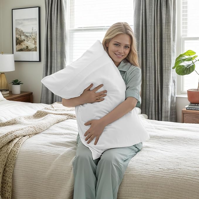 TELUS Pillow Cases King Size 2 Pack, Bamboo Rayon Cooling Pillowcases with Envelope Closure, Cool Breathable Pillow Case for Hot Sleepers & Night Sweats, 20x36 inches, White