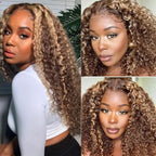 Highlight Bundles Human Hair P4/613 Deep Wave Bundle 26 28 30 Inch Niegmeag Brazilian Virgin Remy Hair Extensions Double Weft 2 Tone Brown and Blonde Bundles 300g
