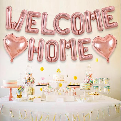 TONIFUL 16 Inch Rose Gold WELCOME HOME Foil Letter Balloons Banner Decor | - Image 3